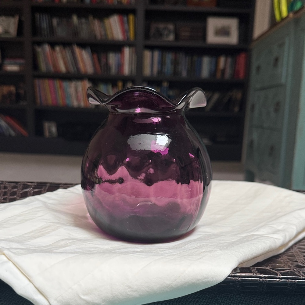 Purple Ruffle Glass Bud Vase